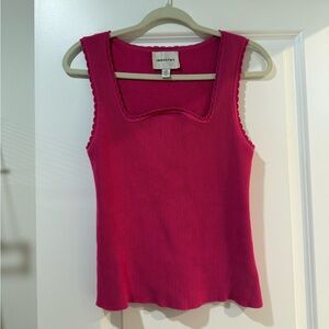 INDUSTRY The Label Fuchsia Ribbed Square-Neck Tank